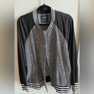 BloomChic Texture Patchwork Contrast Striped Button Up Jacket